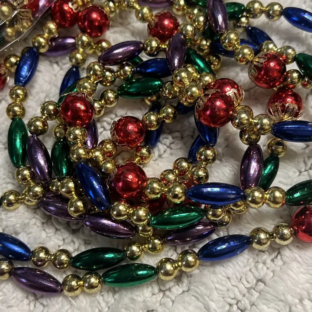 Set of 2 Faux Mercury Glass Plastic Bead Multi Christmas Garland Total 216”/18ft